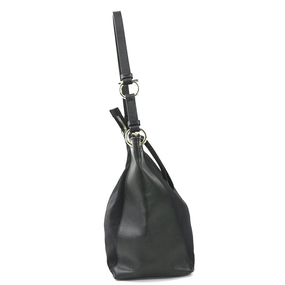 Salvatore Ferragamo silver shoulder bag Gancini black jacquard Silver Black